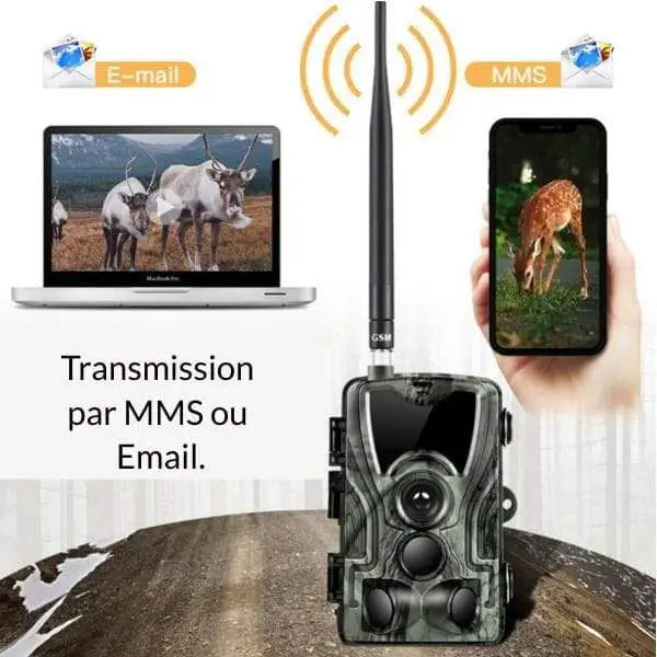 Notification de mouvement envoyée en temps réel par la caméra de chasse 4G Malonn à un smartphone via connexion 4G.