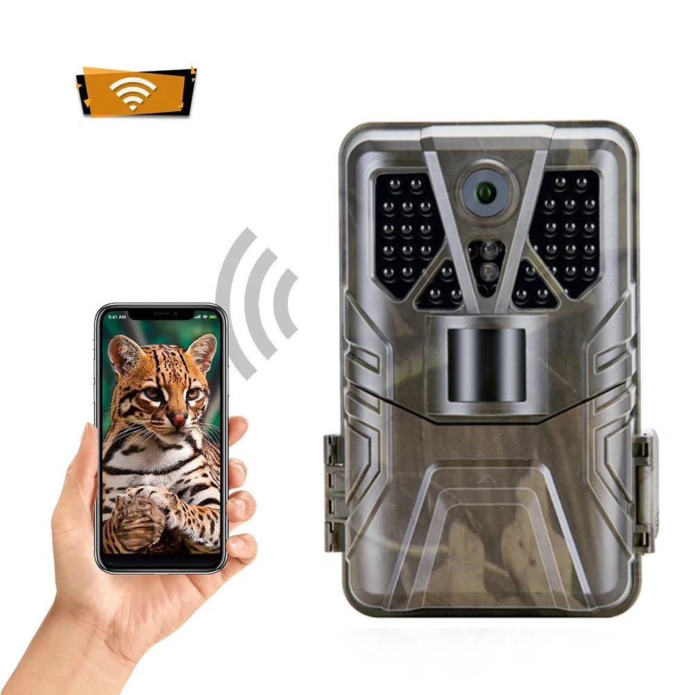 Caméra de chasse WiFi Bluetooth, 36MP HD, 4K et vision nocturne, no glow LED Infrarouge