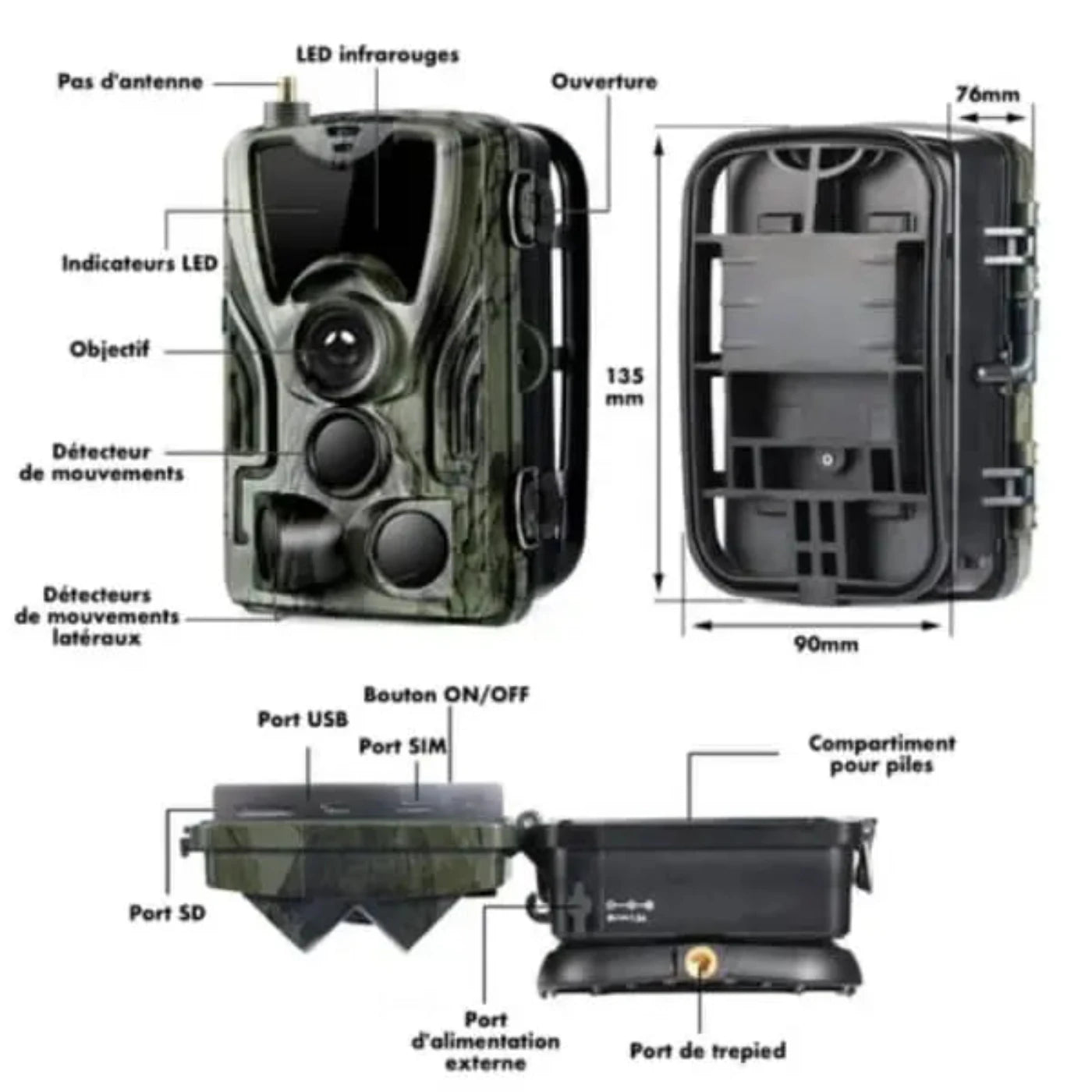 Camera de chasse ou piège photographique avec alerte